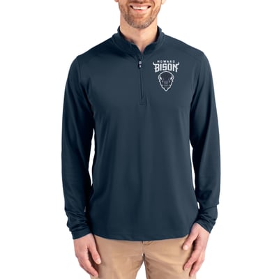  Howard Bison Cutter & Buck Virtue DryTec Quarter-Zip Pullover - Navy